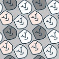 Simple seamless pattern with repeating drawn cute character faces Royalty Free Stock Photo